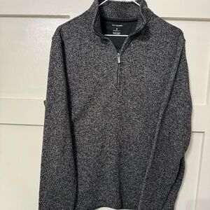 Van Heusen Men's Quarter Zip Sweater Black & Gray Size Small